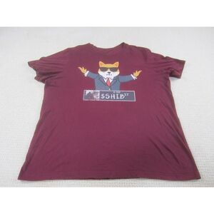 Shib Shirt Mens 2XL XXL‎ Red Cat Suit & Tie Graphic Logo Short Sleeve Crew Neck